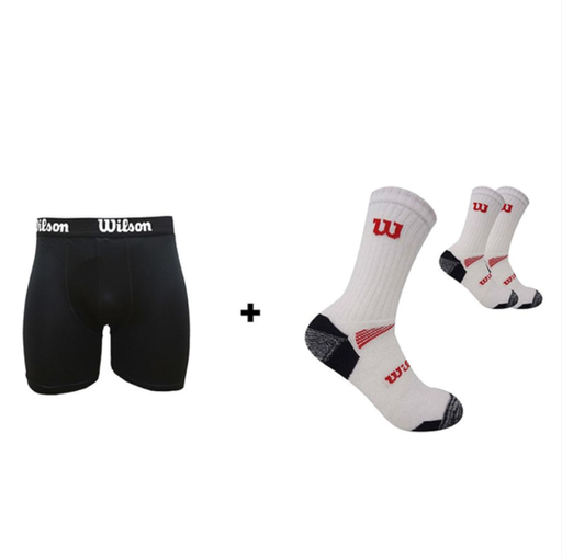 BOXER INDIVIDUAL WILSON ALGODÓN NEGRO + TRIPACK DE MEDIAS 